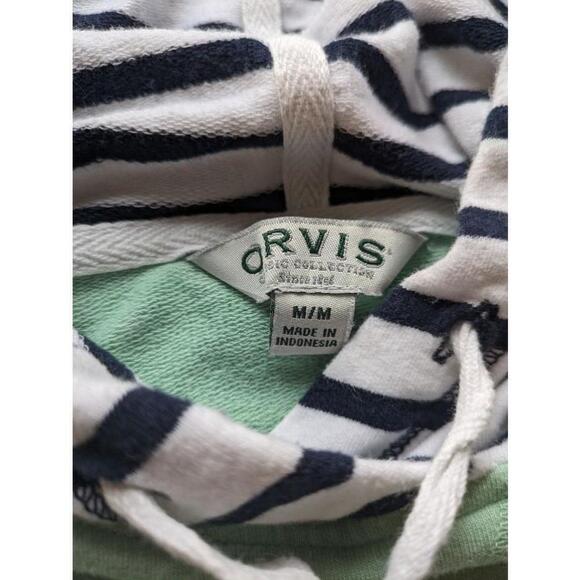 Women's Orvis Green and White Striped Hoodie Sweatshirt Size M - Picture 4 of 5
